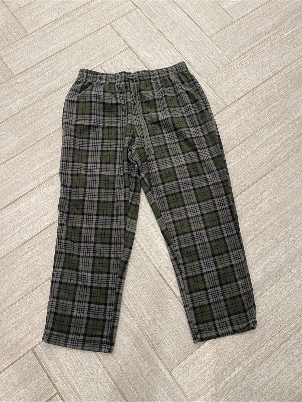 Men's Olive Green Plaid Lounge Pants-Cuddle Duds